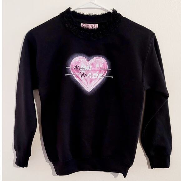 Mimi Wade Heart Palpatation Crewneck Long Sleeve Sweater Black Small 2/4 - Picture 2 of 11